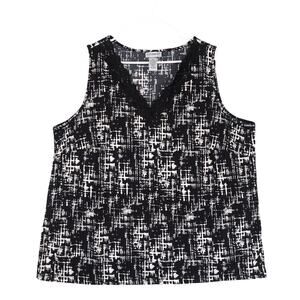 Catherines Women's 2X Tank Top Blouse, Black Lace V-Neck Sleeveless Plus Size